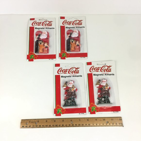 4 Vintage Coca Cola Fridge Magnet Santa 2 Designs Sealed Christmas Holiday READ - Picture 1 of 10
